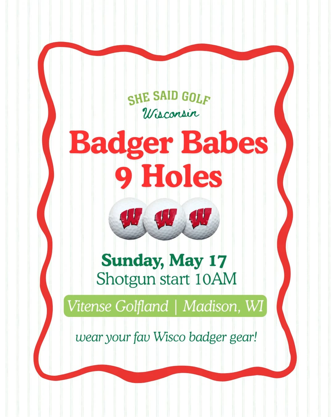Badger Babes 9 Hole Social hosted by She Said Golf Wisconsin — golf in Madison