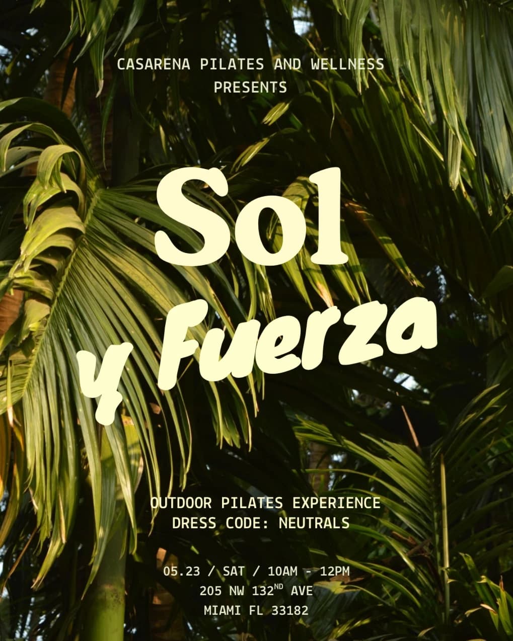 Sol Y Fuerza - Outdoor Pilates hosted by Casarena Pilates — pilates classes in Miami Beach