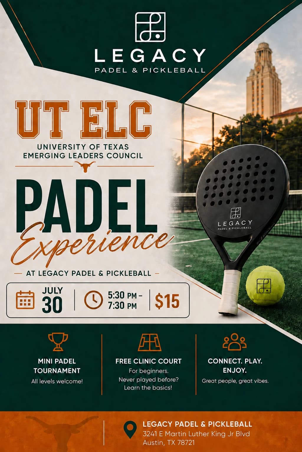 UT ELC - Padel Experience hosted by Legacy Padel & Pickleball — social events in Austin