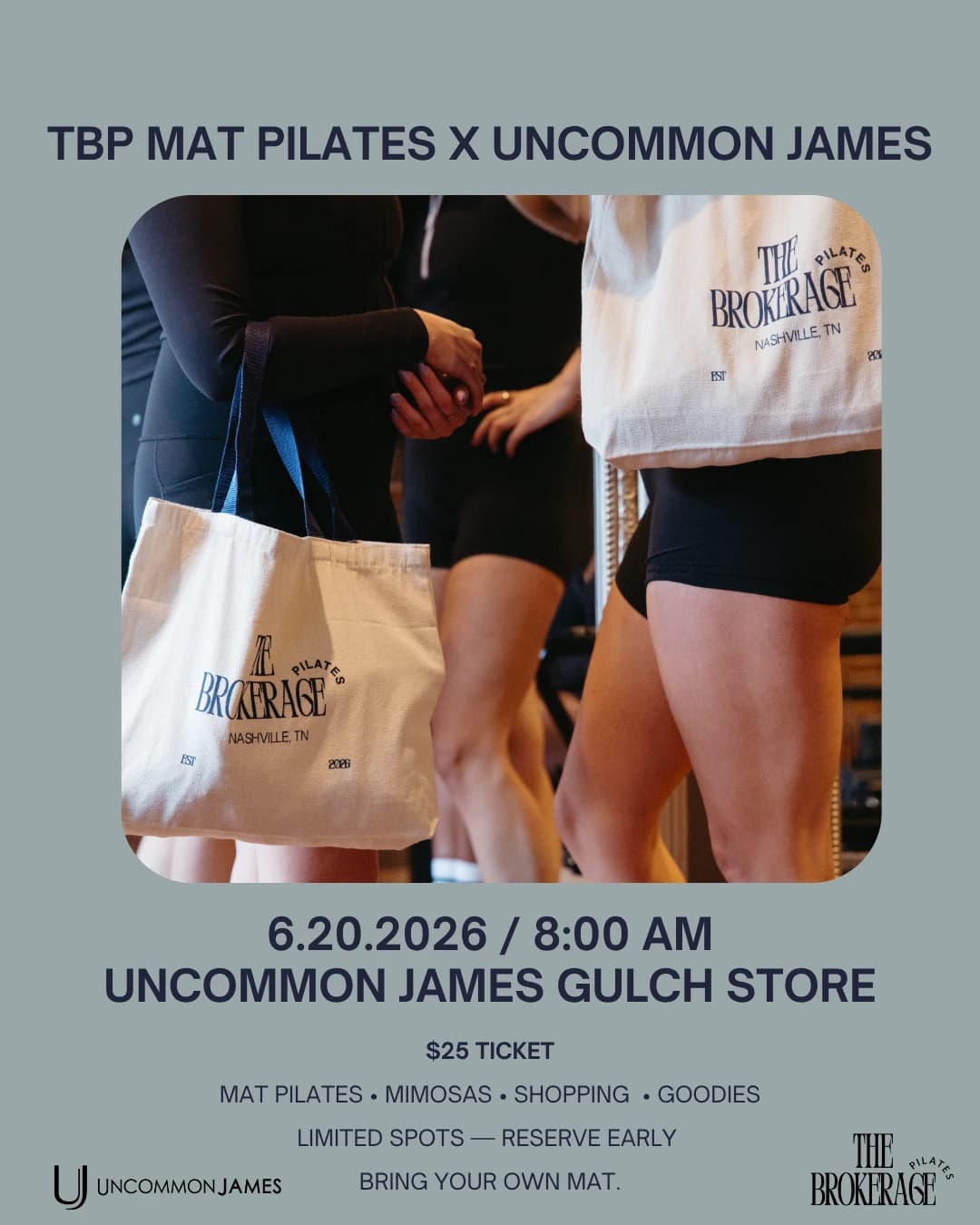 TBP x Uncommon James Mat Class & Shopping hosted by The Brokerage Pilates — fitness events in Nashville