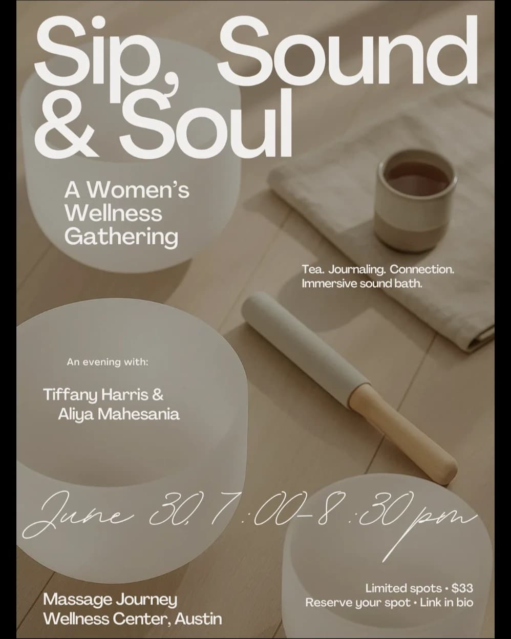 Women’s Sound Bath & Tea hosted by Safe & Sound Alchemy — wellness events in Austin