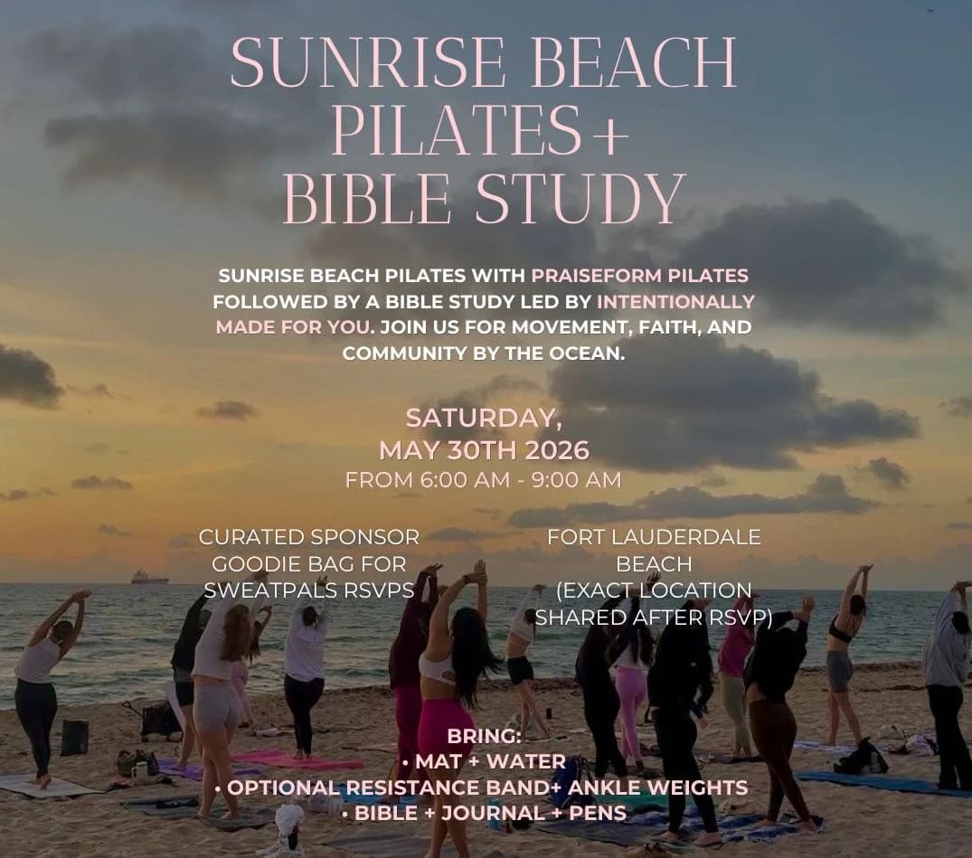 Sunrise Beach Pilates + Bible Study hosted by PraiseForm Pilates — social events in Fort Lauderdale