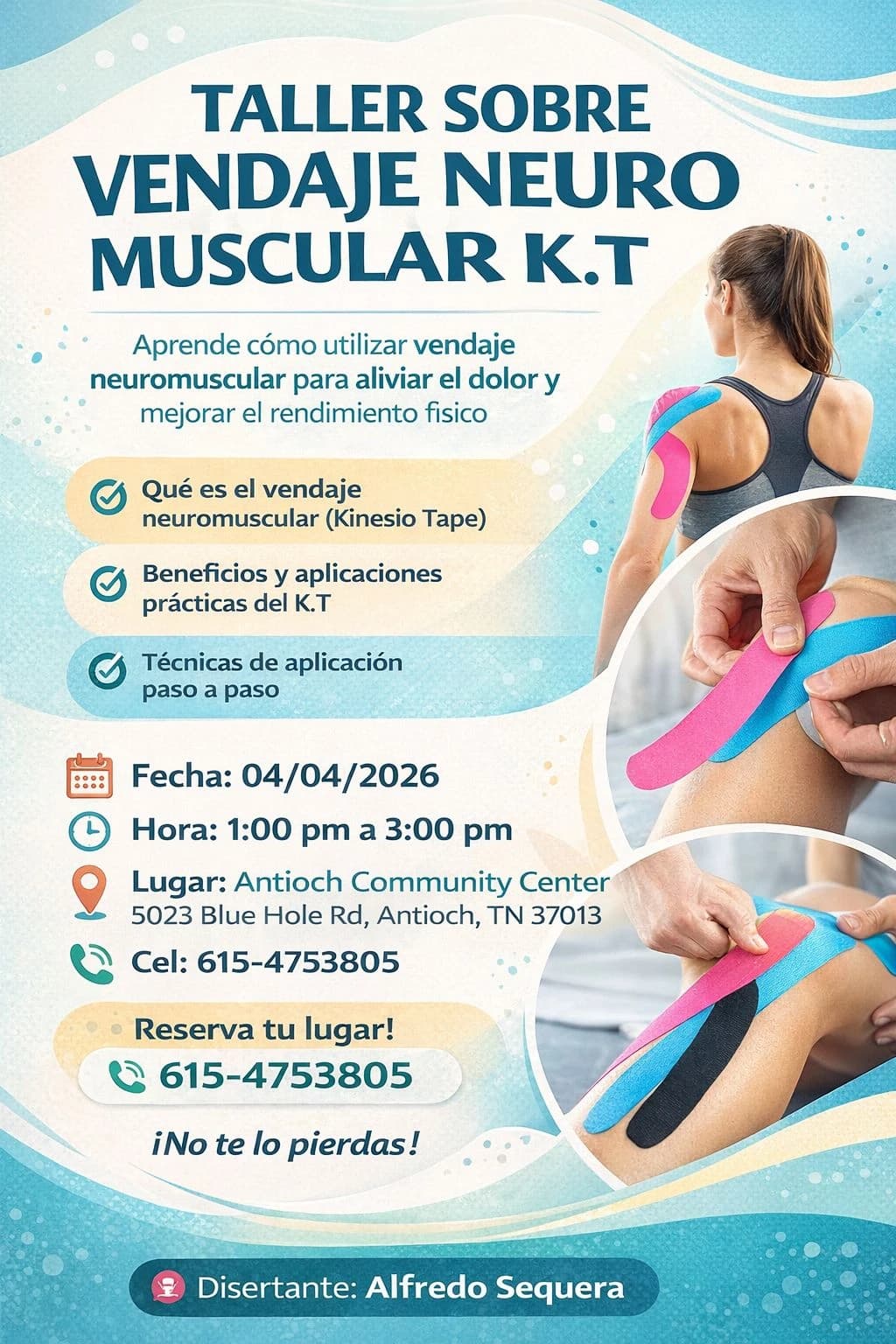 Taller de Vendaje Neuromuscular (Kinesio Tape – K.T.) hosted by MinorityWellness CFi — workshops in Nashville