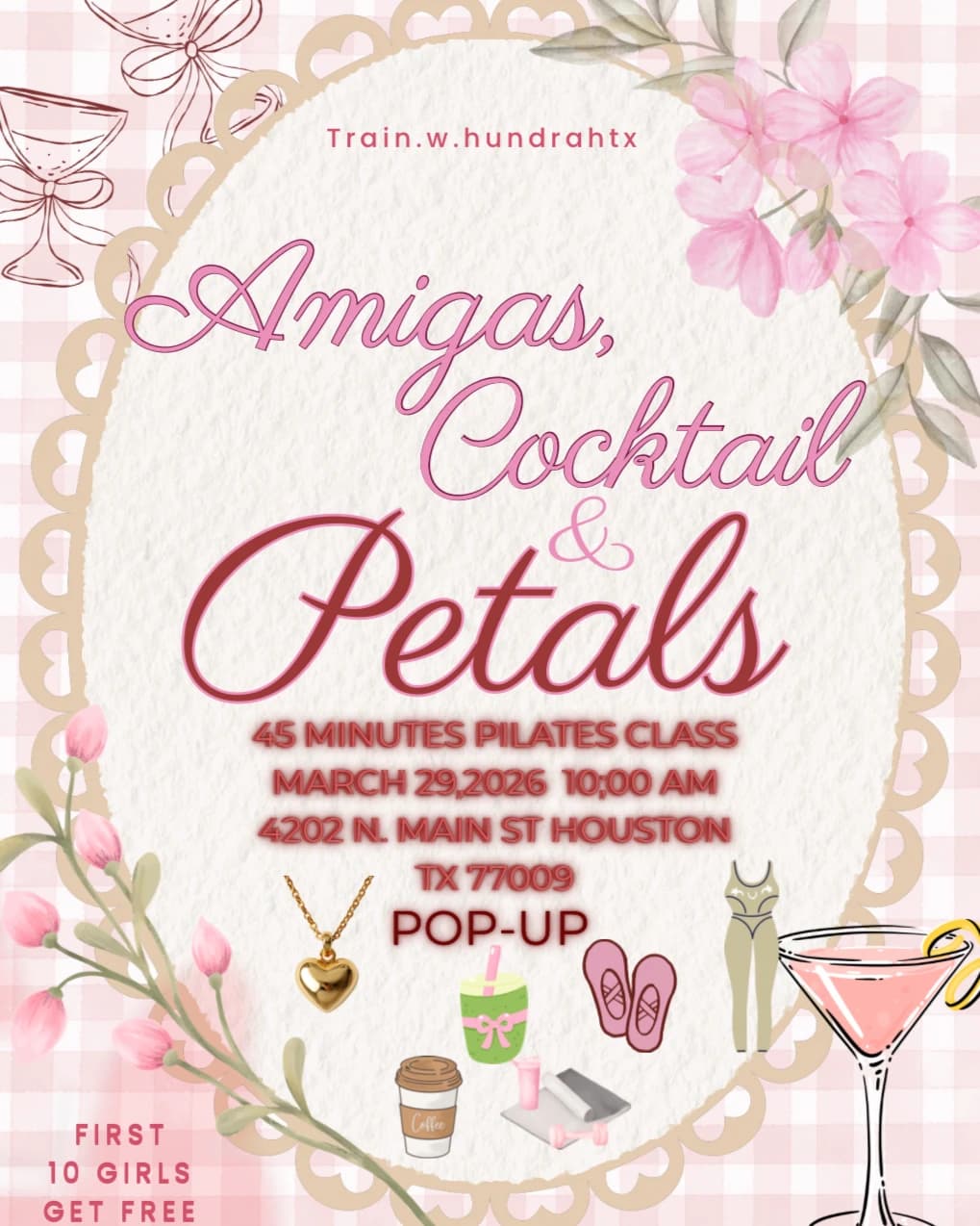 Amigas Cocktail and petals hosted by Sculp with Hundra — pilates classes in Houston