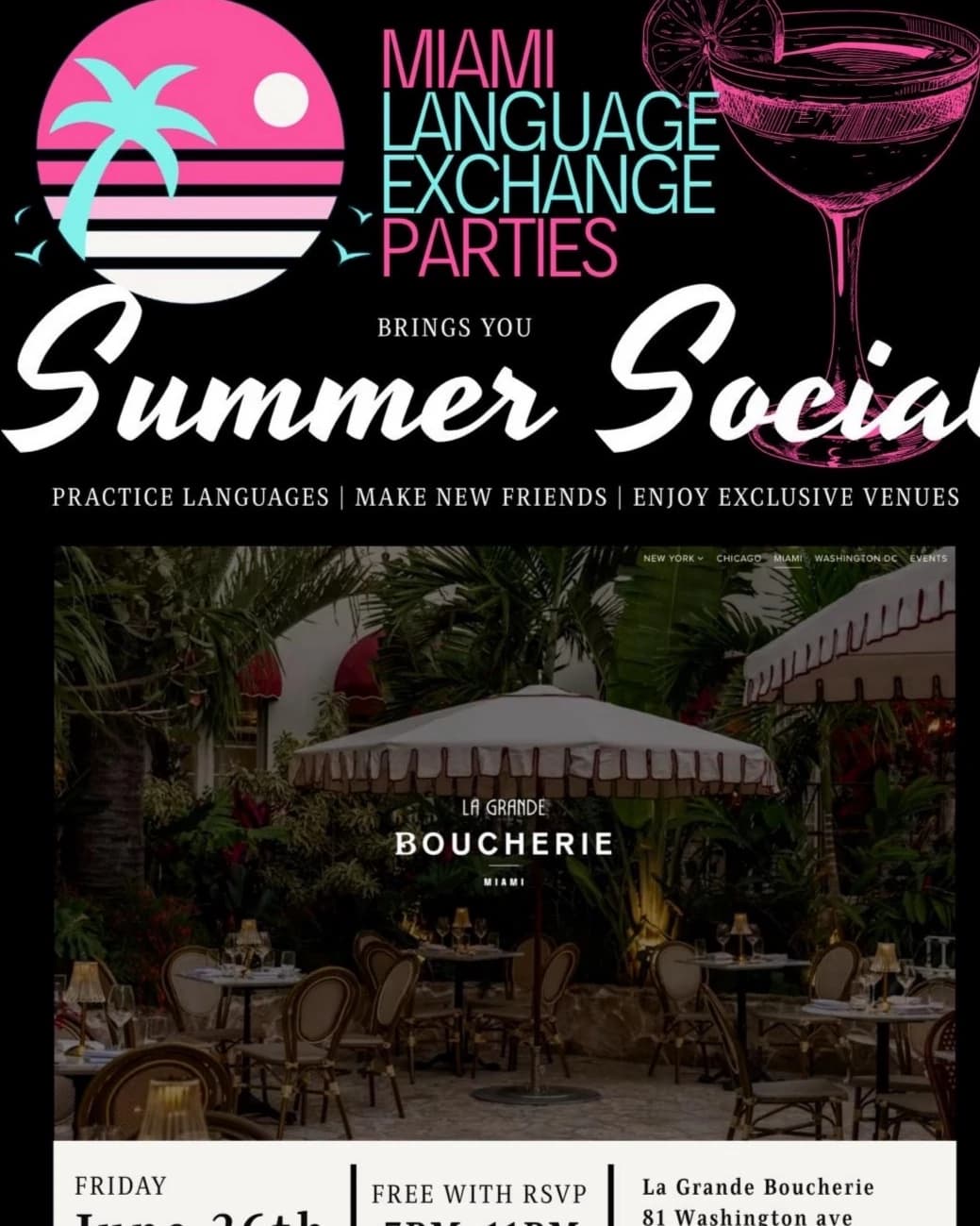 FREE Language Exchange Social hosted by Miami Language Exchange Parties — social events in Miami Beach