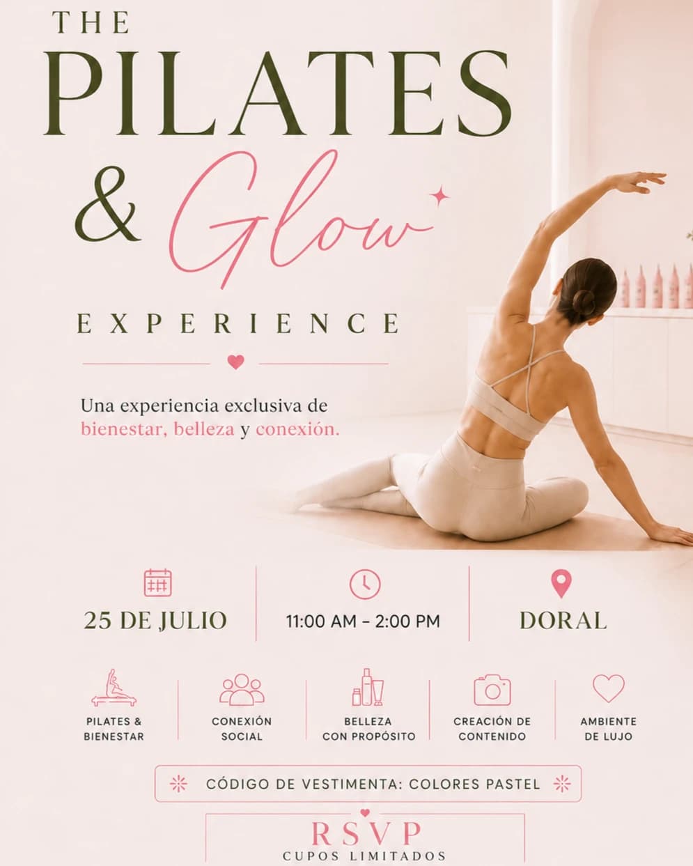 PILATES & GLOW  hosted by Aura Social Club — pilates classes in Miami