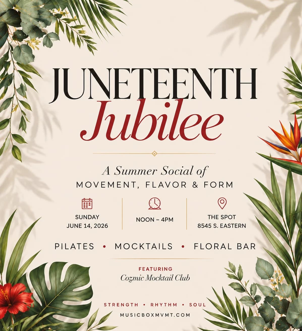 Juneteenth Jubilee: Movement & Mocktails hosted by Music Box Movement  — pilates classes in Las Vegas
