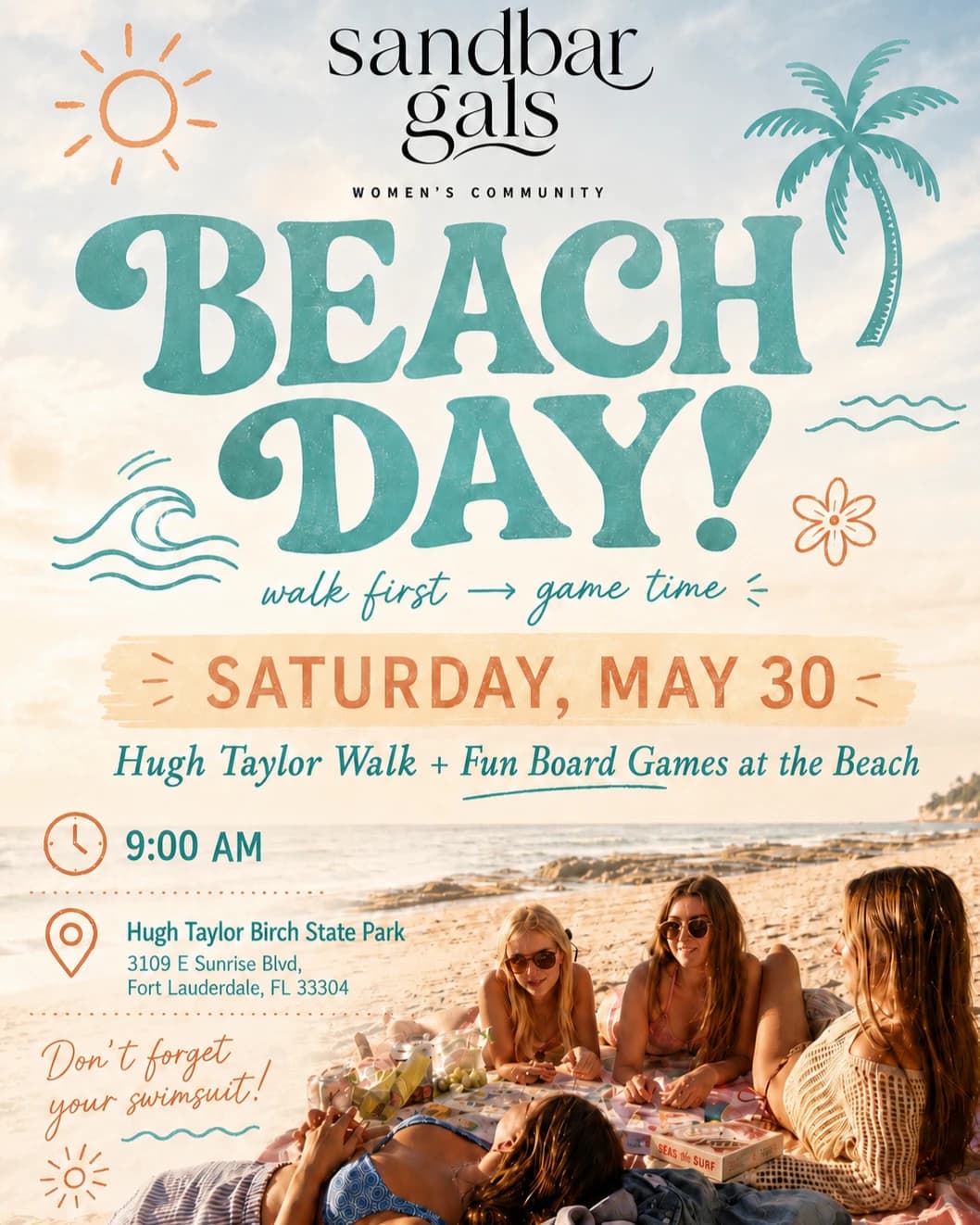 Walk + Fun Board Games 🌳🌊🎲 hosted by Sandbar Gals  — run clubs in Fort Lauderdale