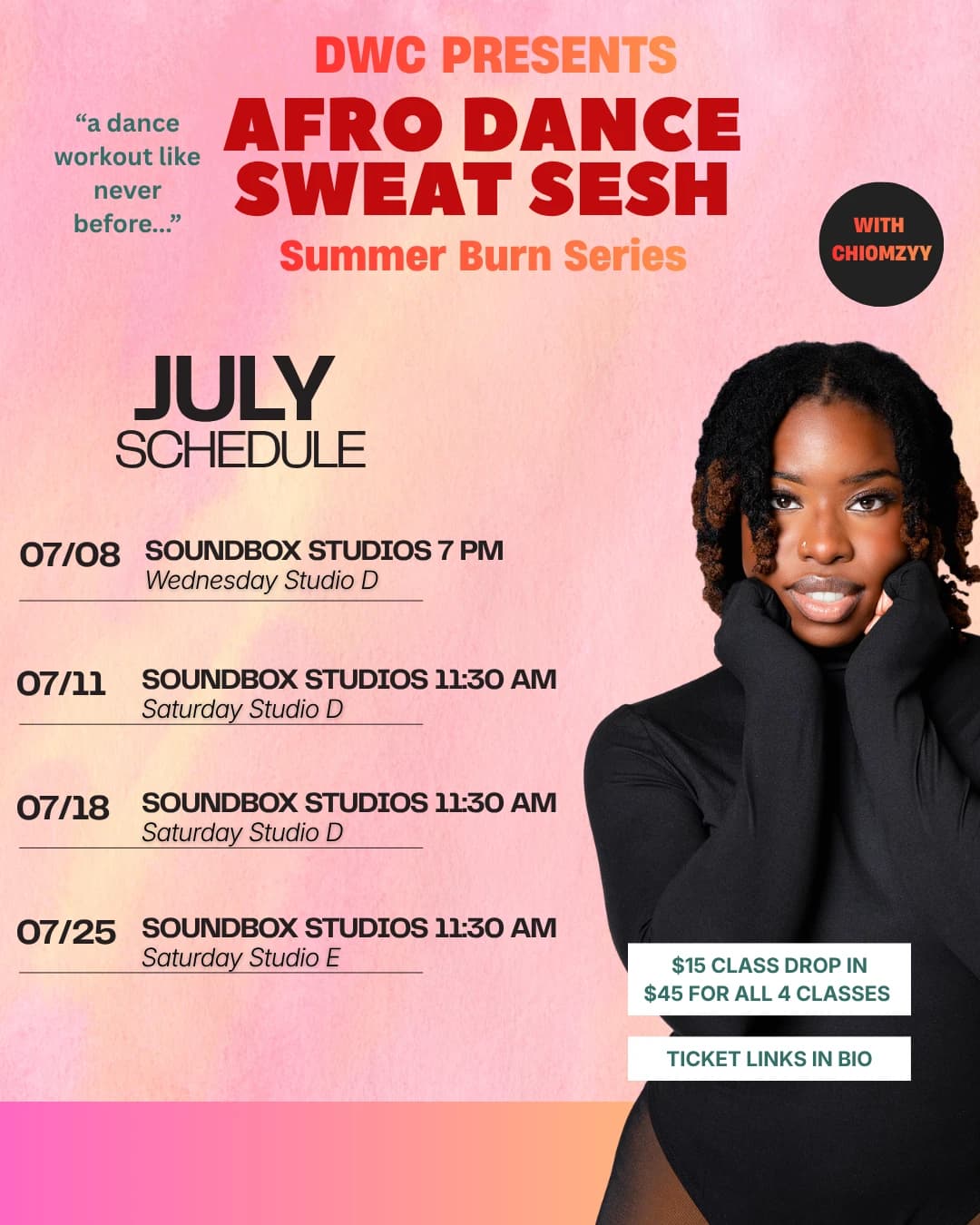 4 Class Pack Afro Dance Sweat Sesh🔥: Summer Body Loading Series  hosted by DWC Community — fitness events in Houston