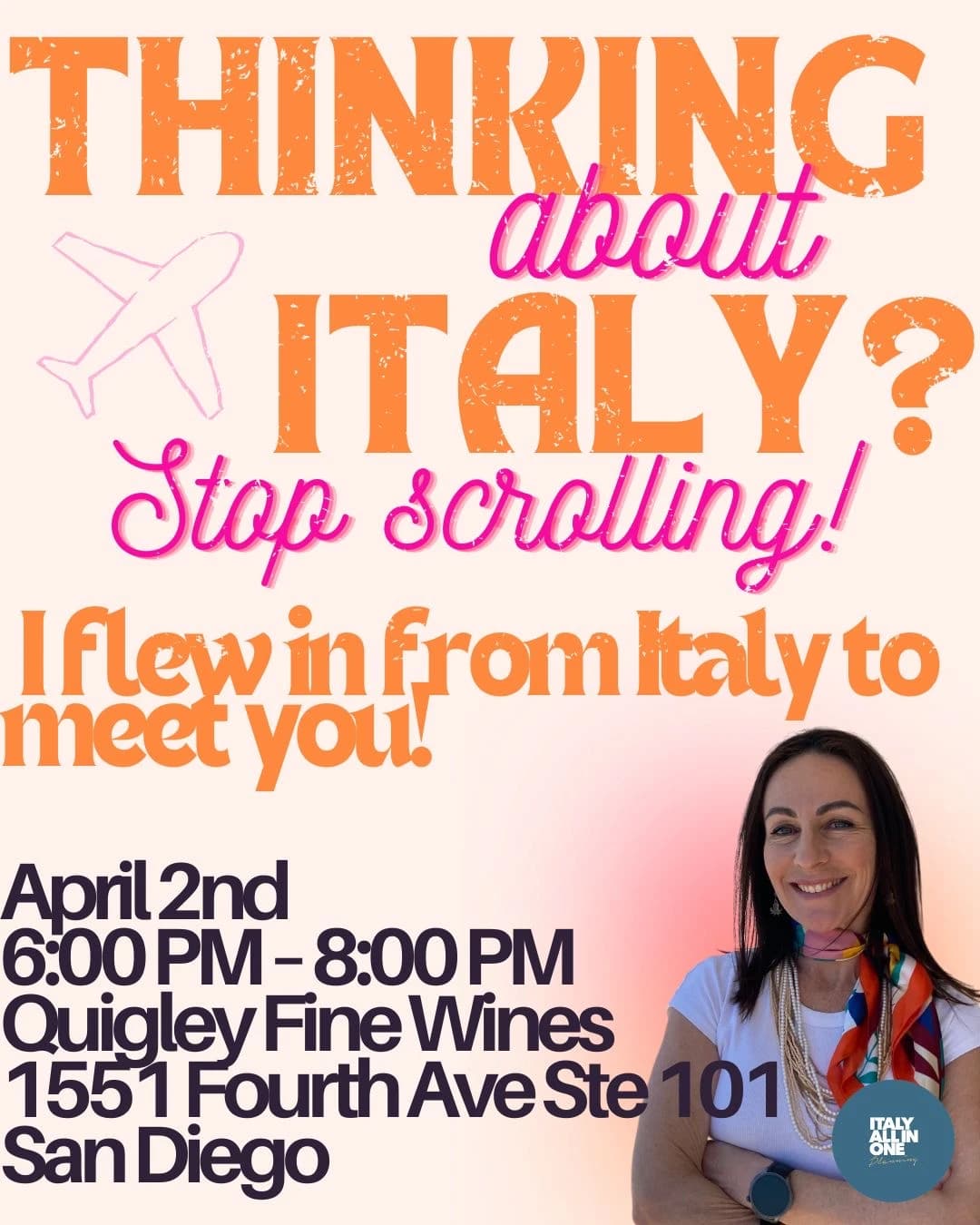 🇮🇹 Want To Go To Italy?!  hosted by Lets Go Girls — workshops in San Diego