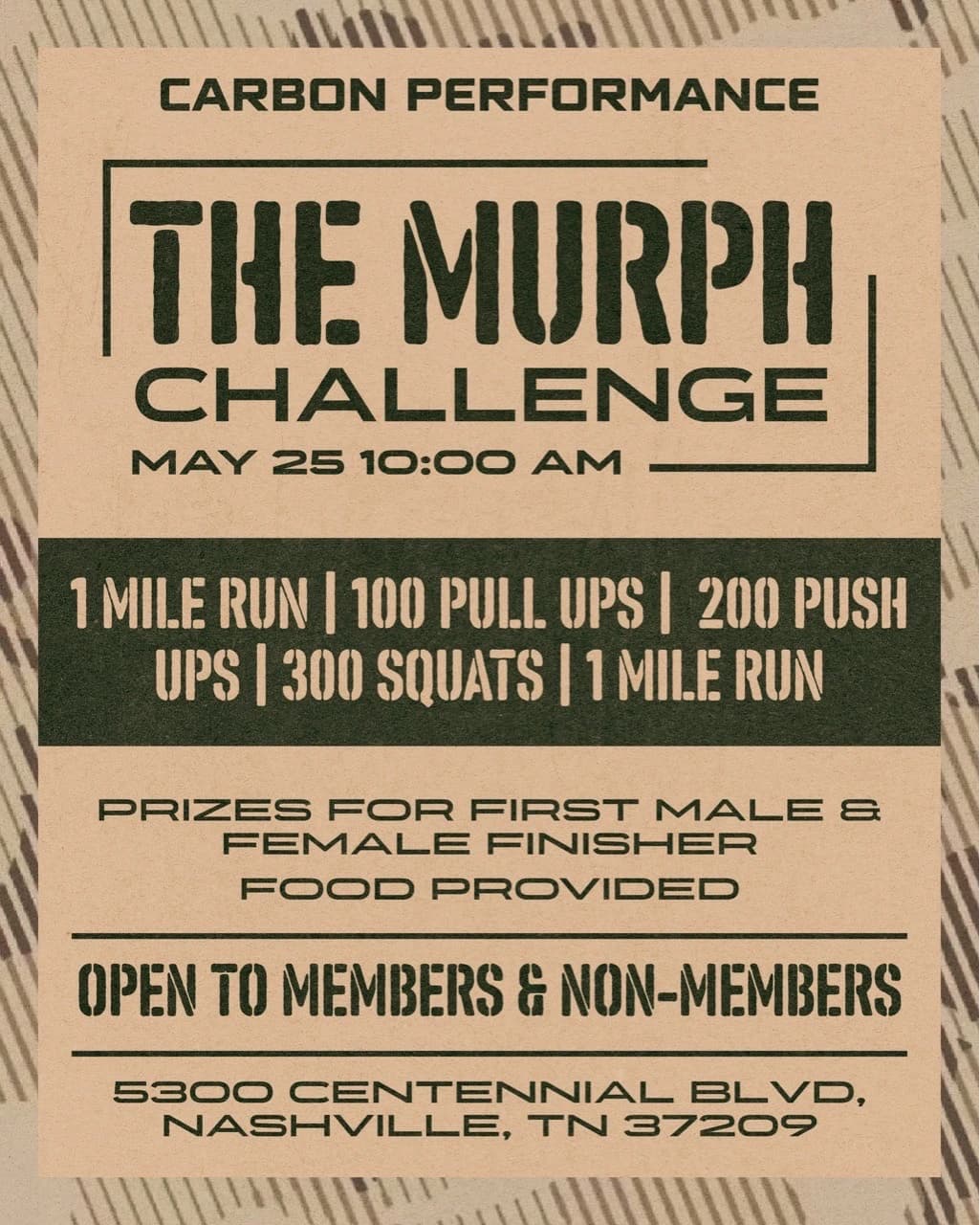 NATIONS: MURPH hosted by Carbon Performance — fitness events in Nashville