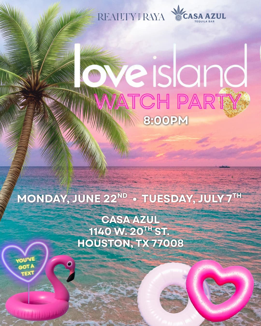 WATCH PARTY: LOVE ISLAND 🏝️ hosted by Reality with Raya Podcast — social events in Houston