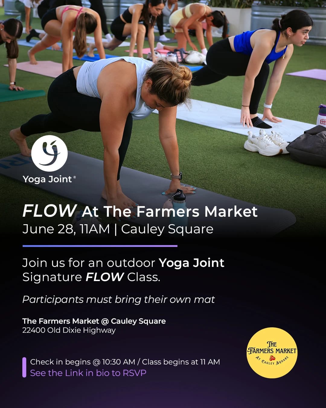 FLOW at the farmers market hosted by Yoga Joint Pinecrest — yoga classes in Miami Beach