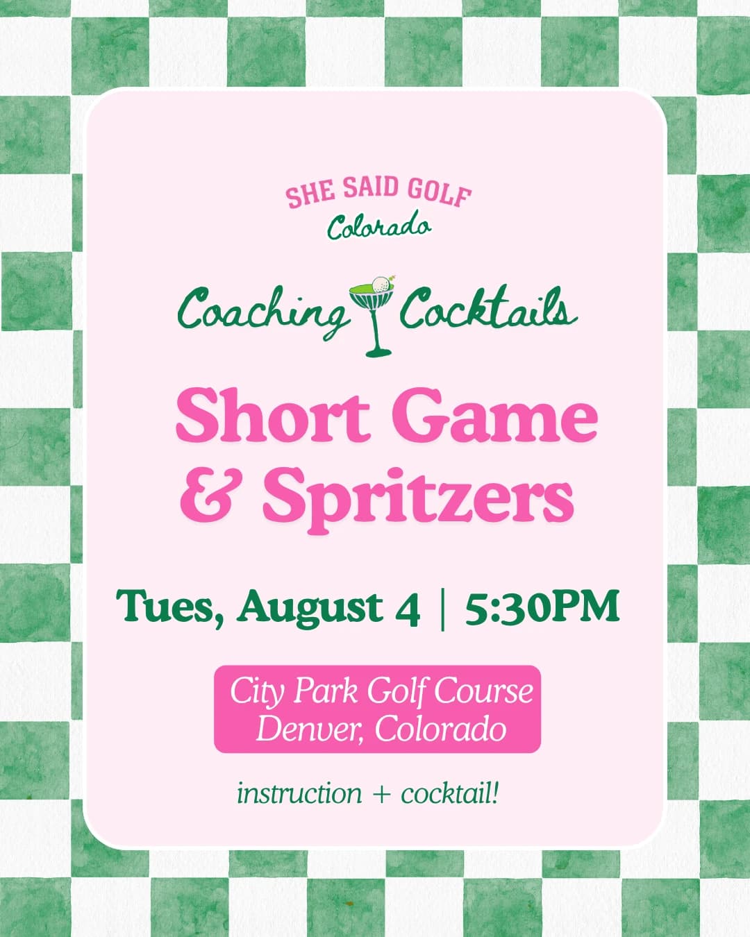 Short Games & Spritzers Clinic hosted by She Said Golf Colorado — golf in Denver