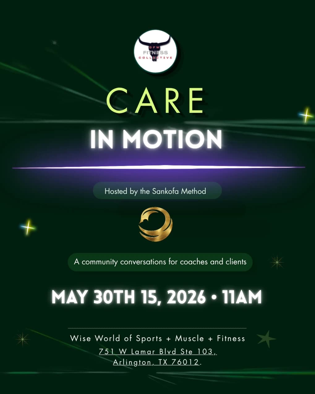 Care in Motion hosted by DFW Fitness Collective — workshops in Arlington
