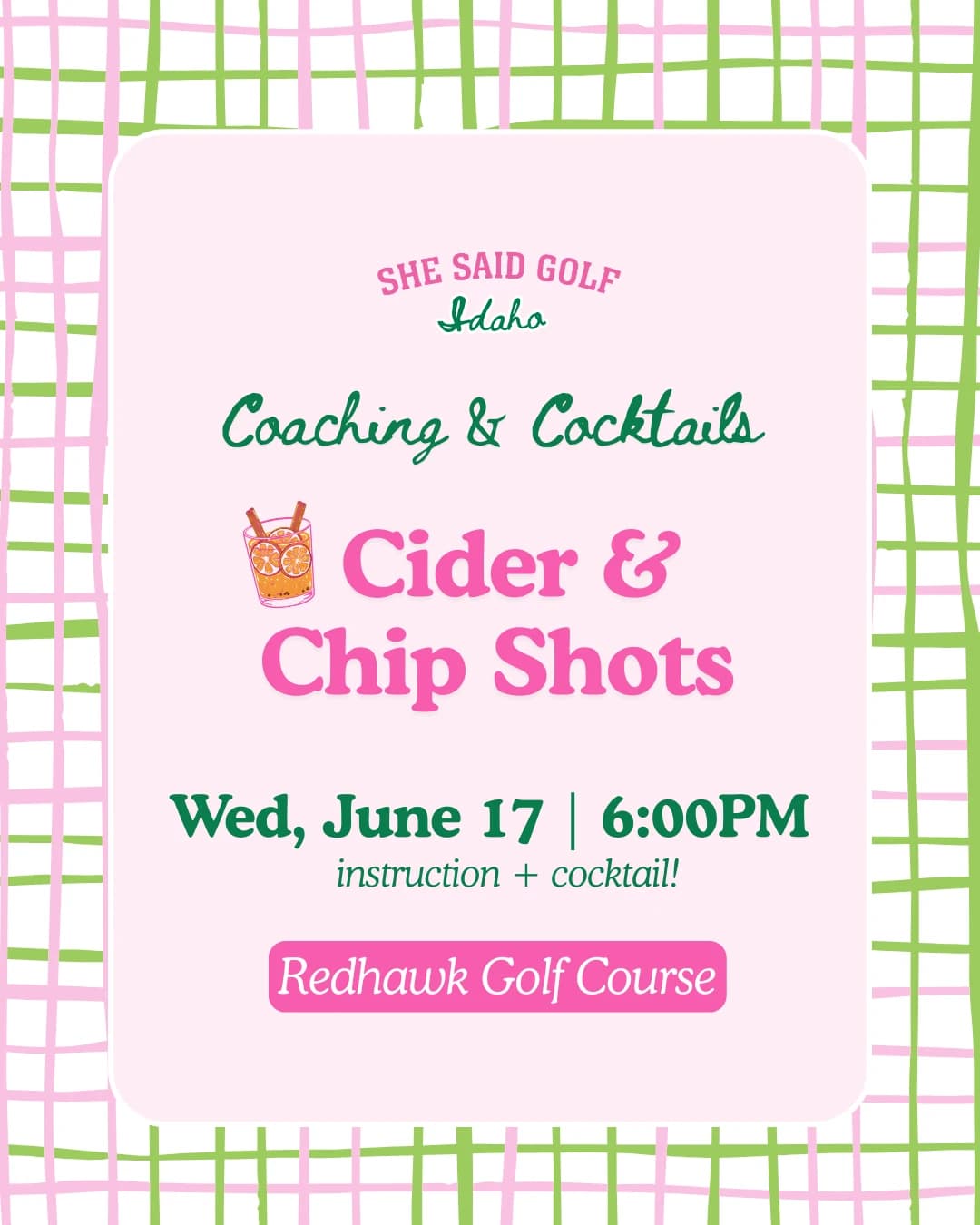 Cider & Chip Shots Clinic hosted by She Said Golf Idaho — golf in Nampa