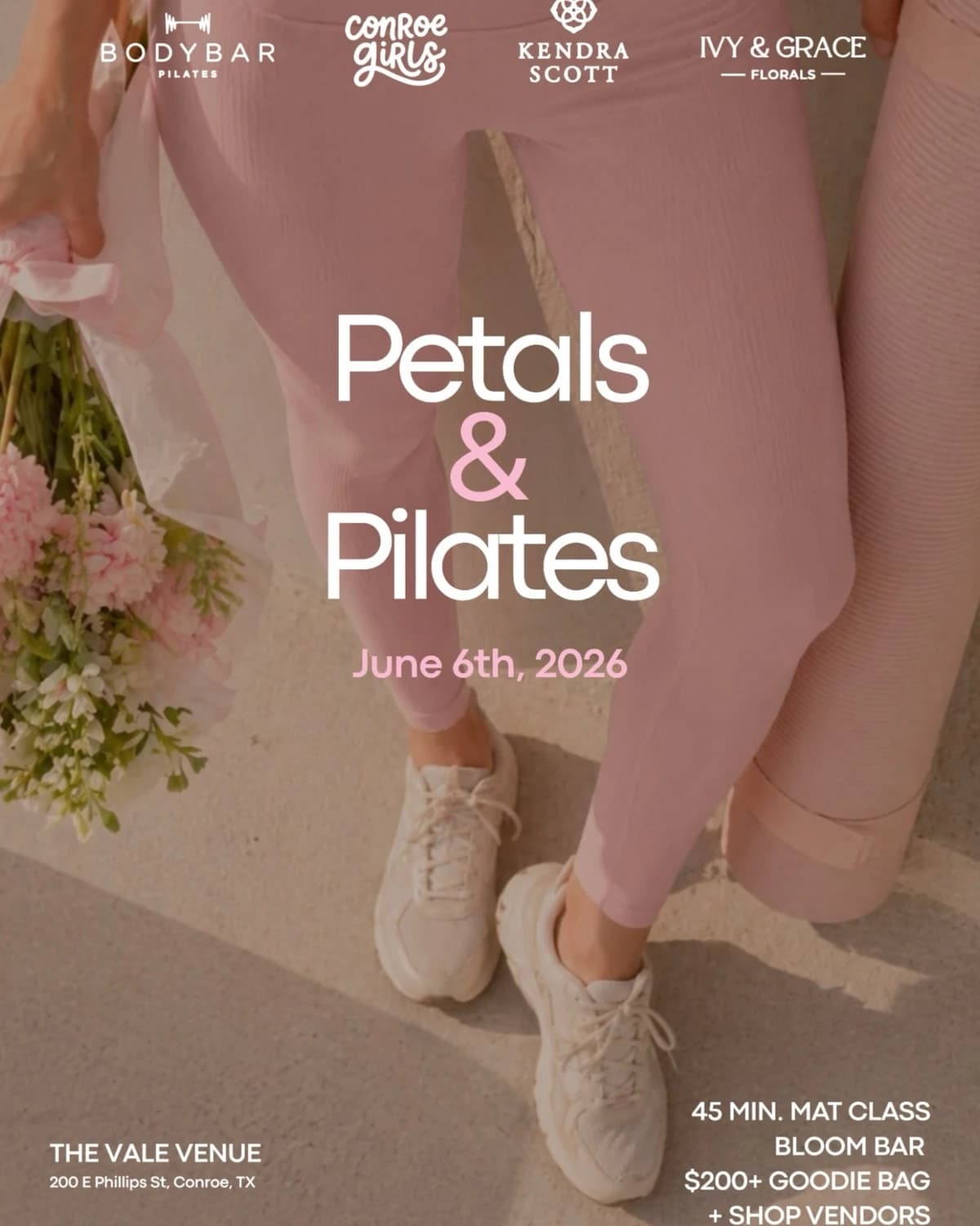 Petals & Pilates hosted by Conroe Girls Who — pilates classes in Conroe