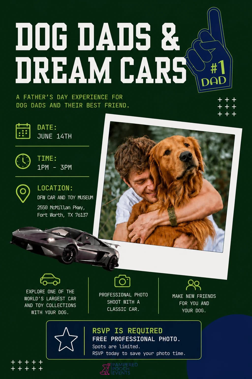 Dog Dads & Dream Cars hosted by Pampered Pooch Events — competitions in Fort Worth