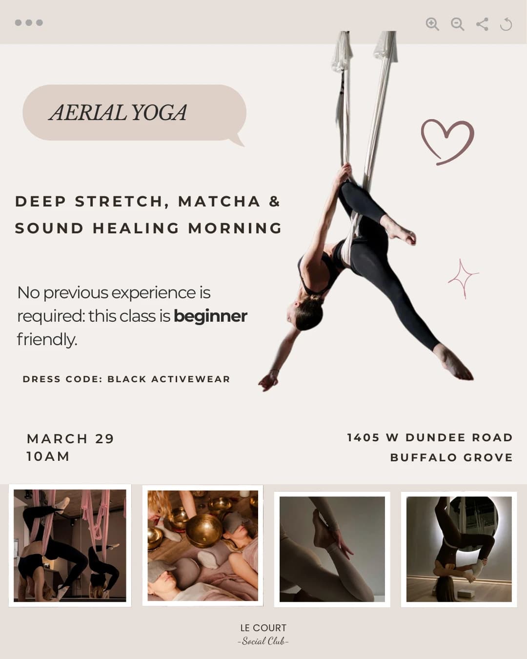 Aerial Yoga hosted by Le court social club  — yoga classes in Buffalo Grove