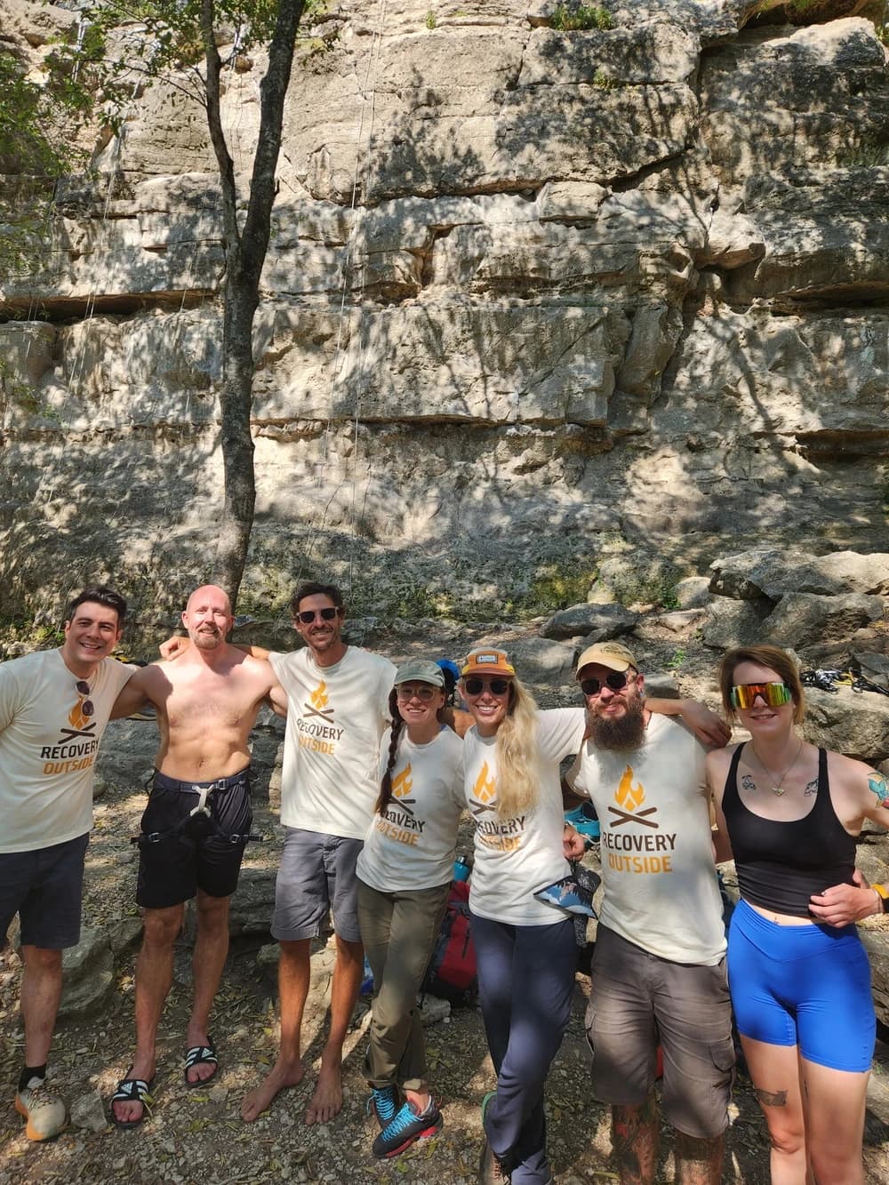 Climbing at Reimers Ranch hosted by Recovery Outside  — swimming in Dripping Springs