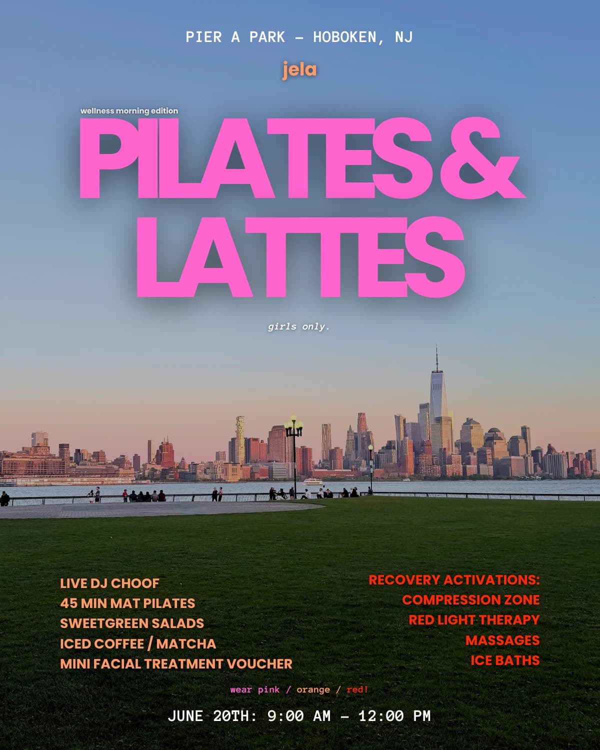 PILATES & LATTES ON THE PIER hosted by jela — spa recovery in Hoboken