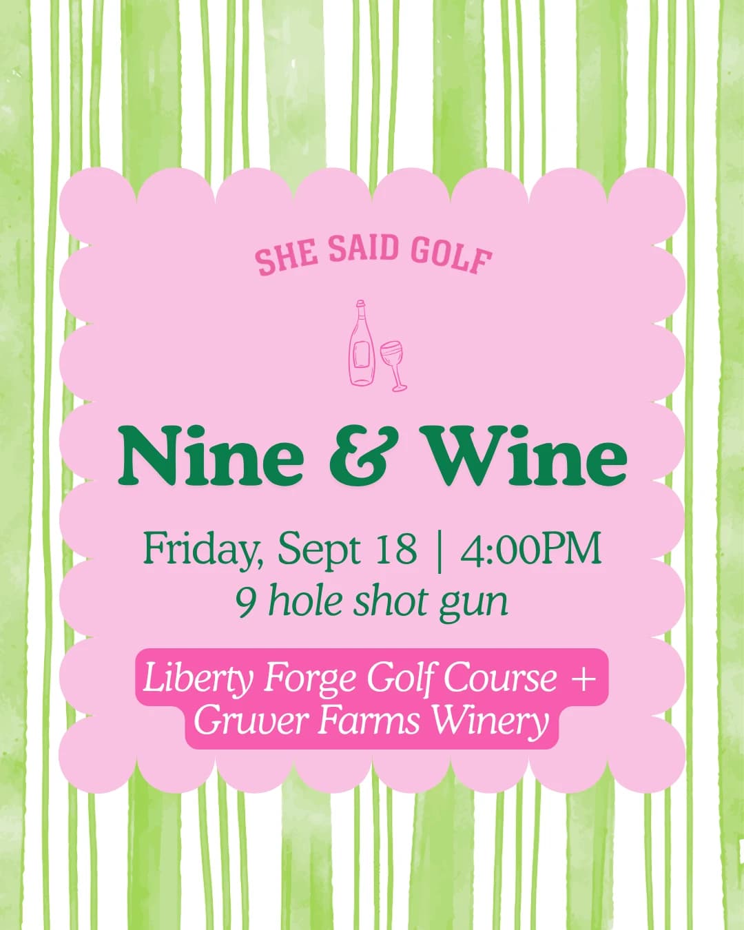 Nine & Wine hosted by She Said Golf Pennsylvania — social events in Mechanicsburg