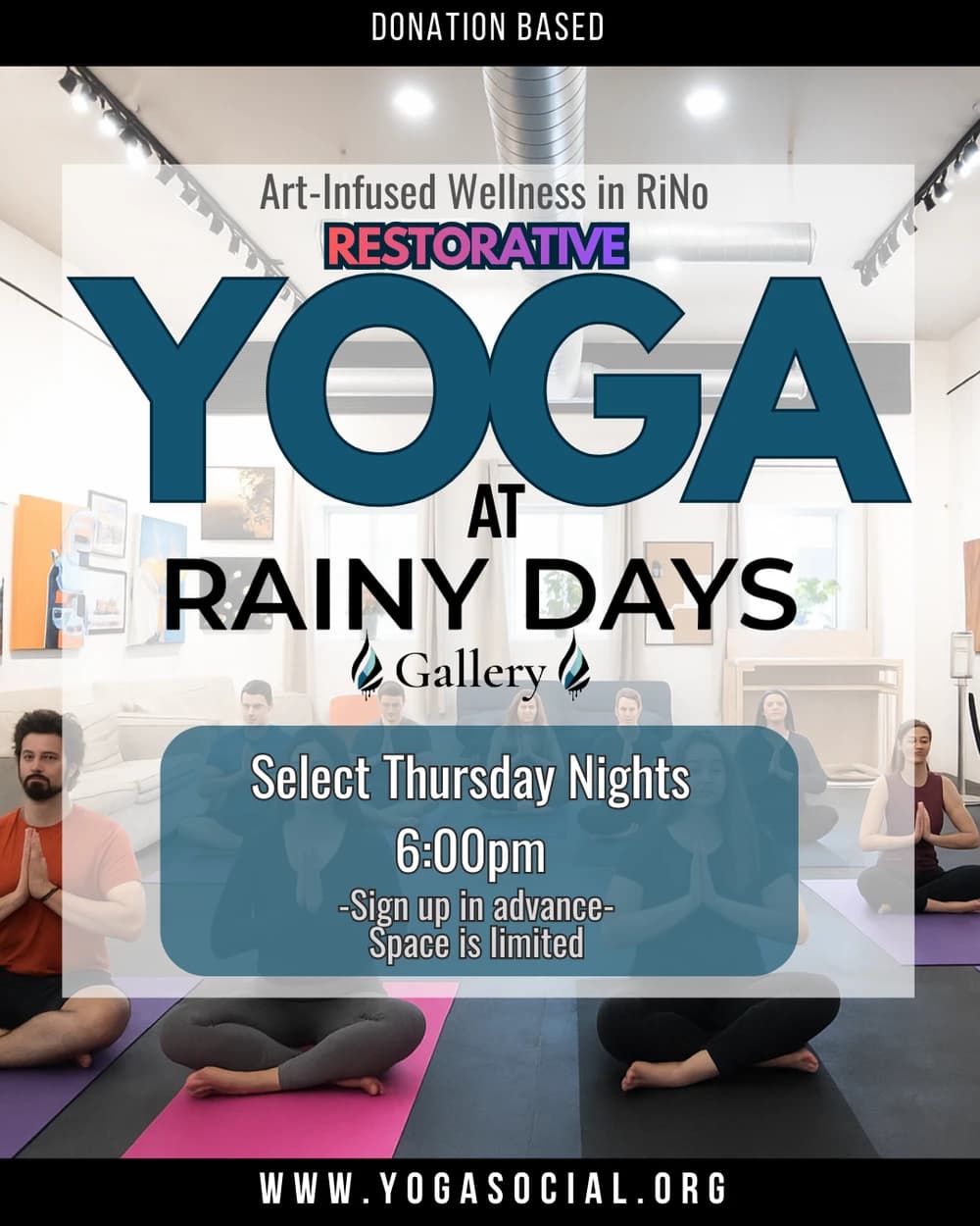 Candlelit Restorative Yoga @ Rainy Days Art Gallery hosted by Denver Yoga Social — social events in Denver