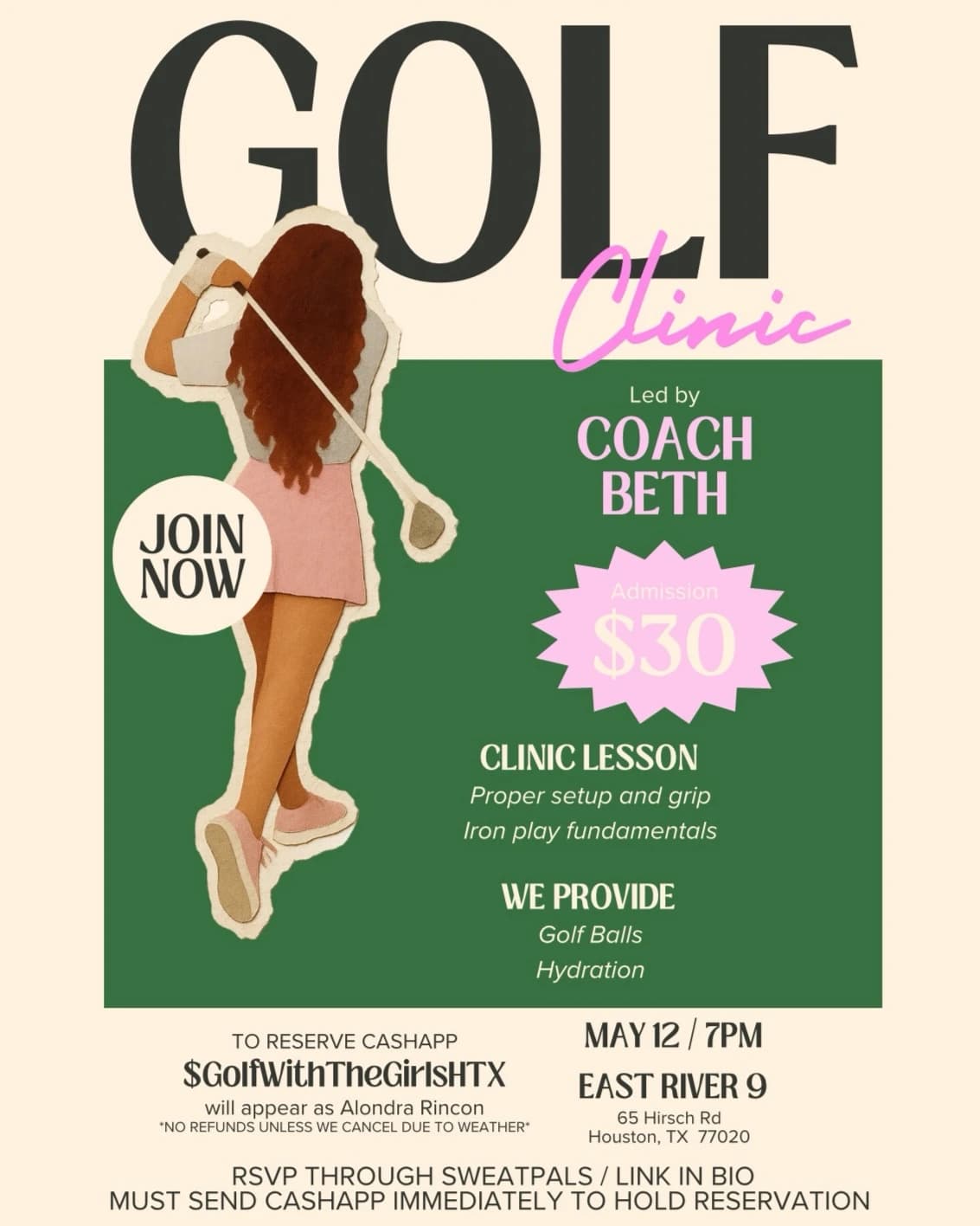 GOLF WITH THE GIRLS CLINIC hosted by Golf With The Girls HTX  — workshops in Houston