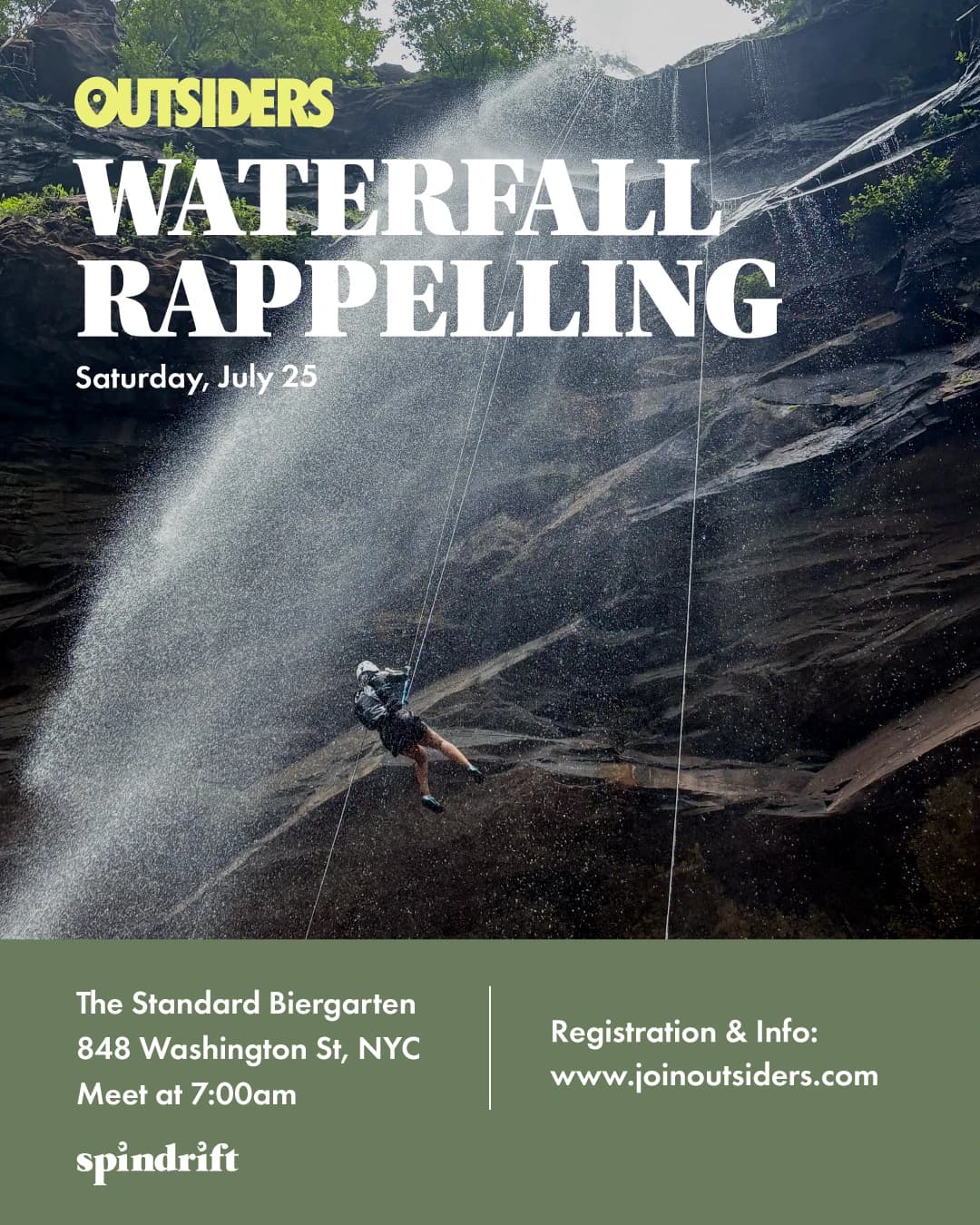 Waterfall Rappelling hosted by OUTSIDERS NYC — outdoor activities in New York