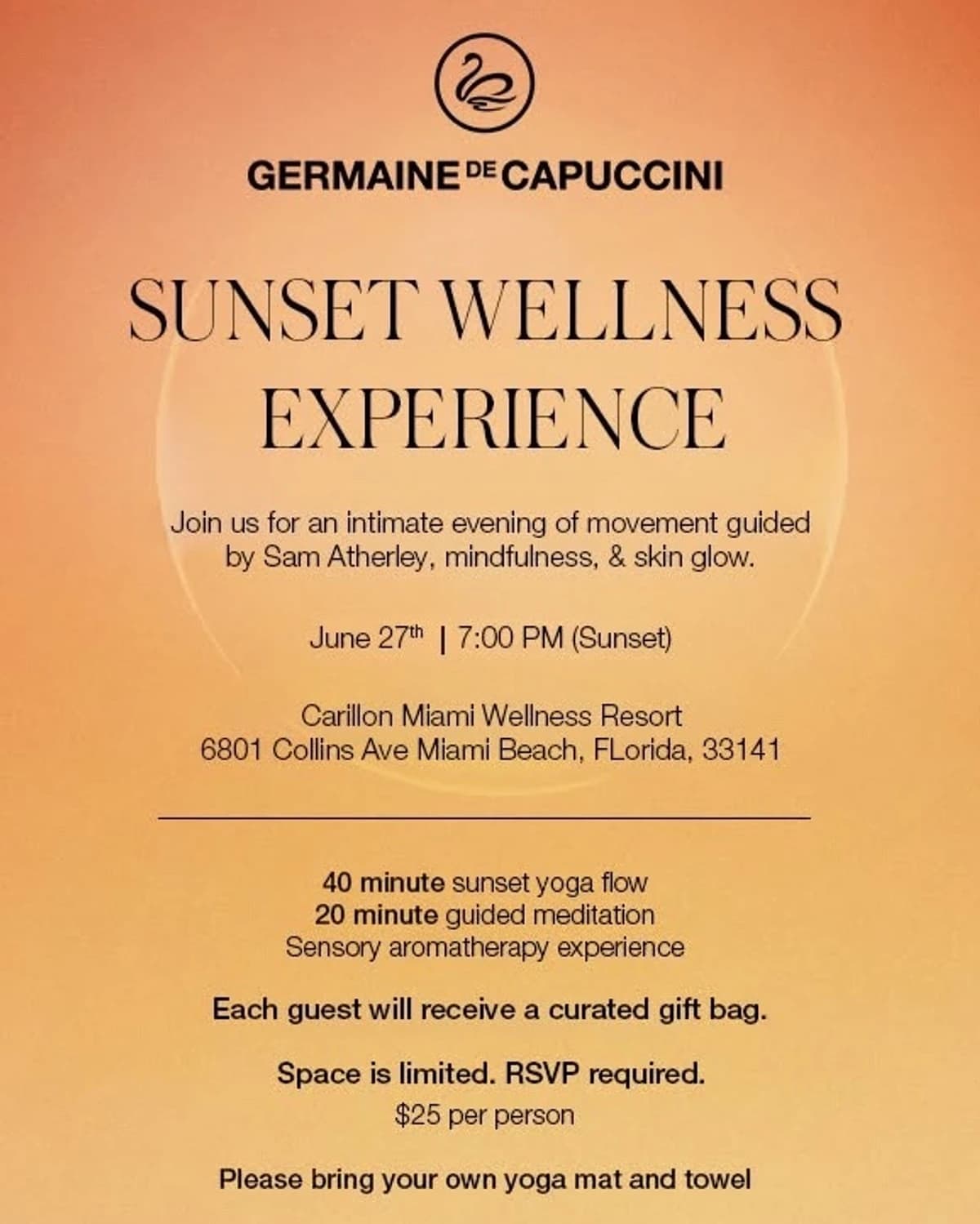 Sunset Wellness Experience  hosted by Sam Atherley's community — yoga classes in Miami Beach