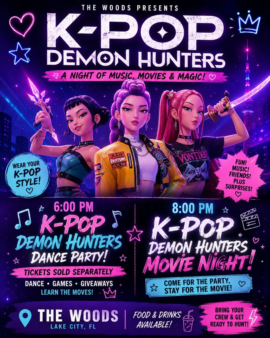 Movie Series: K-POP Demon Hunters hosted by The Woods — dance classes in Lake City