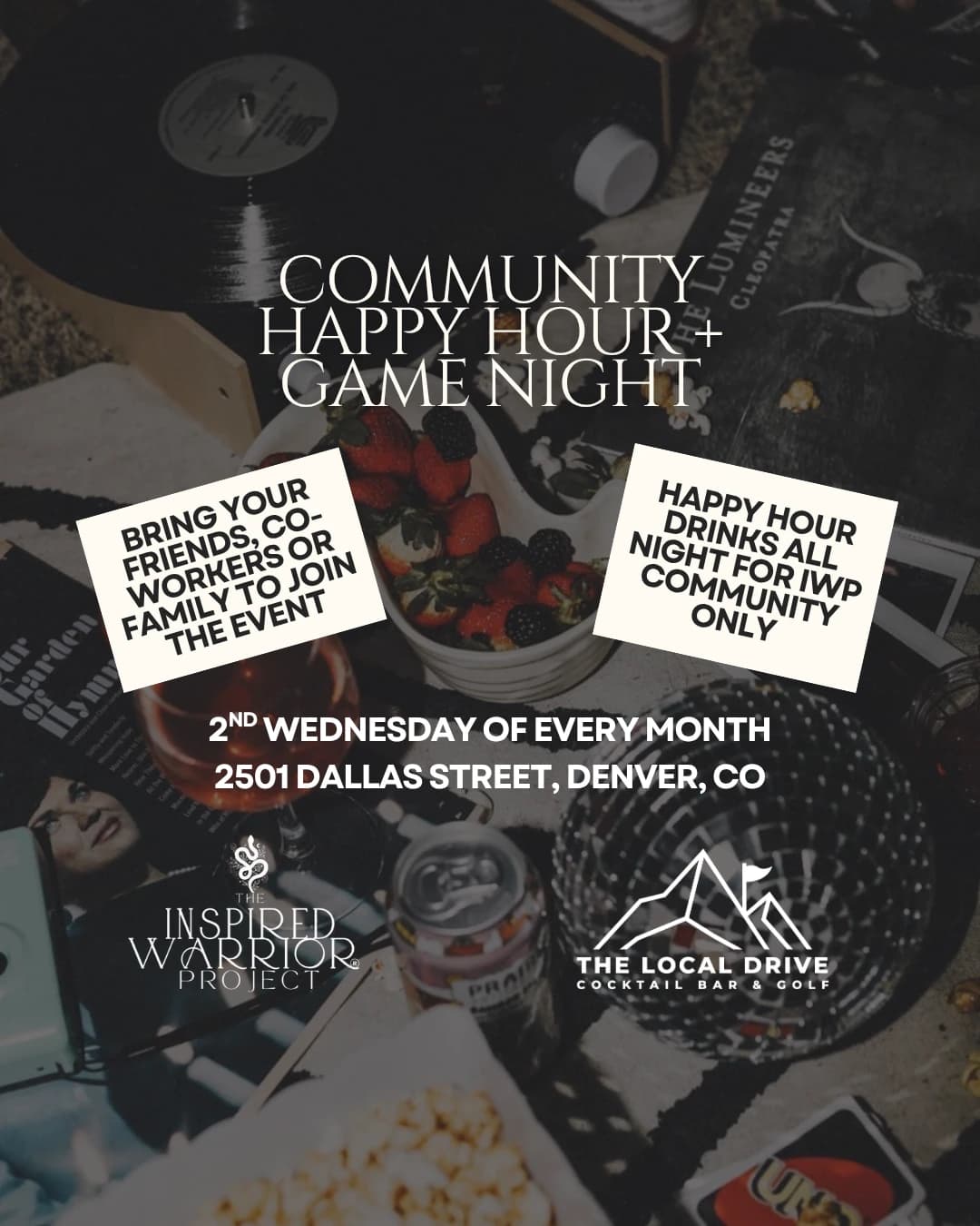 Community Happy Hour + Game Night hosted by Inspired Warrior Project  — golf in Aurora