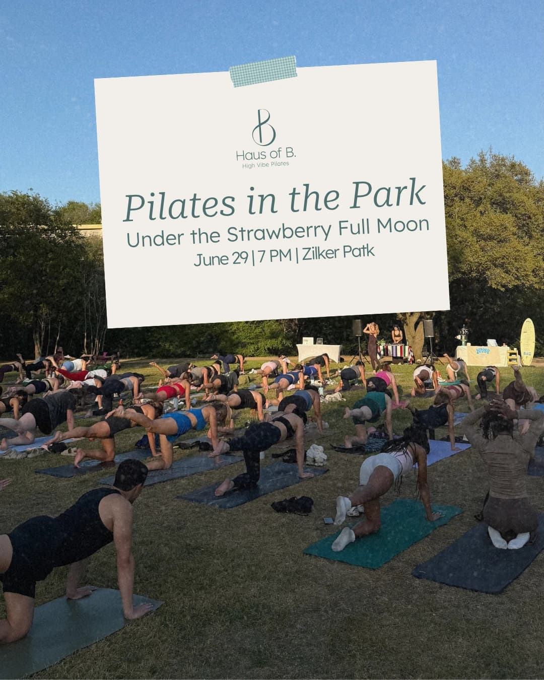 Pilates in the Park Under the Strawberry Full Moon hosted by Haus of B. Pilates — pilates classes in Austin