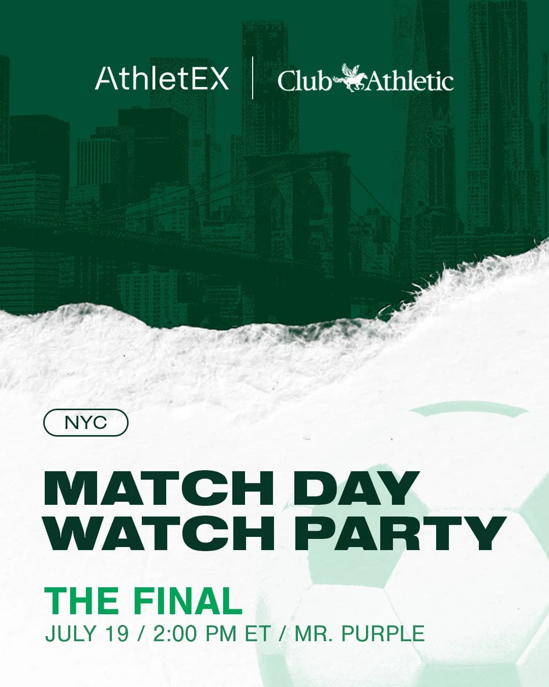 Match Day Watch Party Cohosted Club Athletic hosted by AthletEX — social events in New York