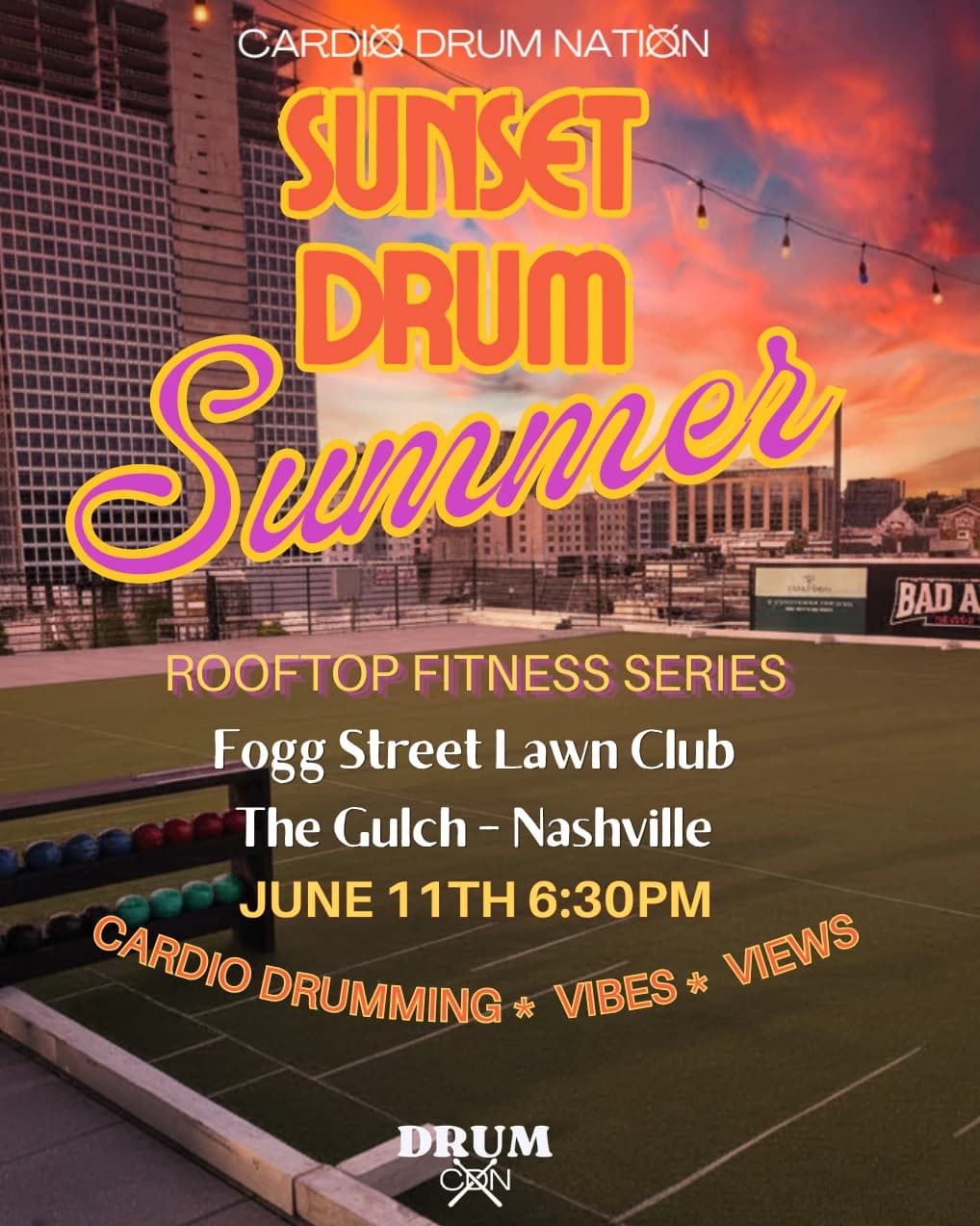 Sunset Drum Rooftop Fitness Series  hosted by Cardio Drum Nation Nashville — fitness events in Nashville