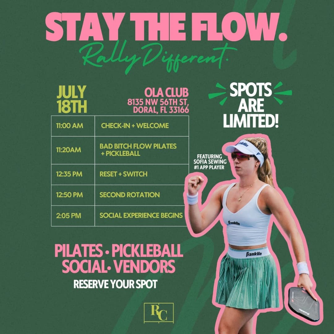 STAY IN FLOW. RALLY DIFFERENT. hosted by The Rally Collective — pilates classes in Doral
