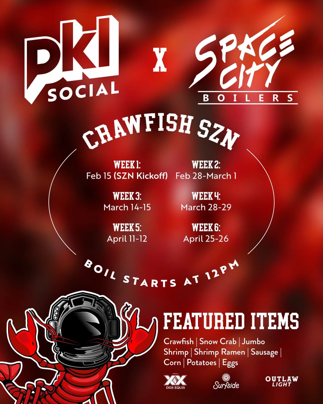 Crawfish Season with Space City Boilers  hosted by PKL Social  — social events in Houston