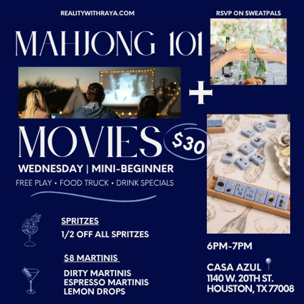 Mahjong Mini + Movies hosted by Reality with Raya Podcast — workshops in Houston