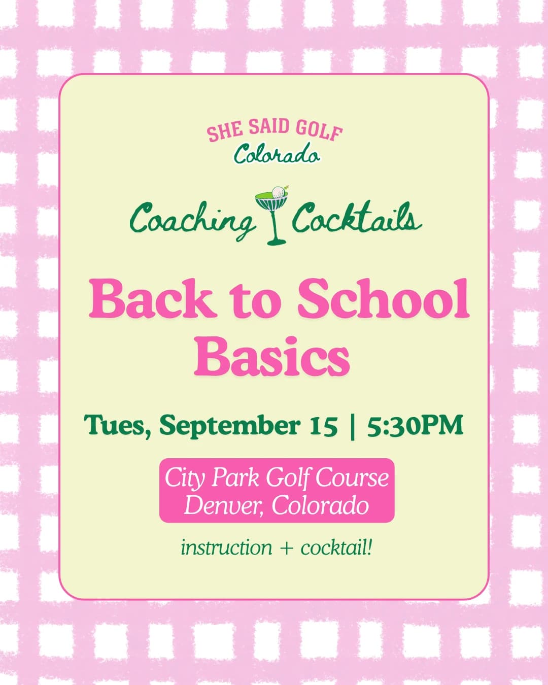 Back to School Basics Clinic hosted by She Said Golf Colorado — golf in Denver