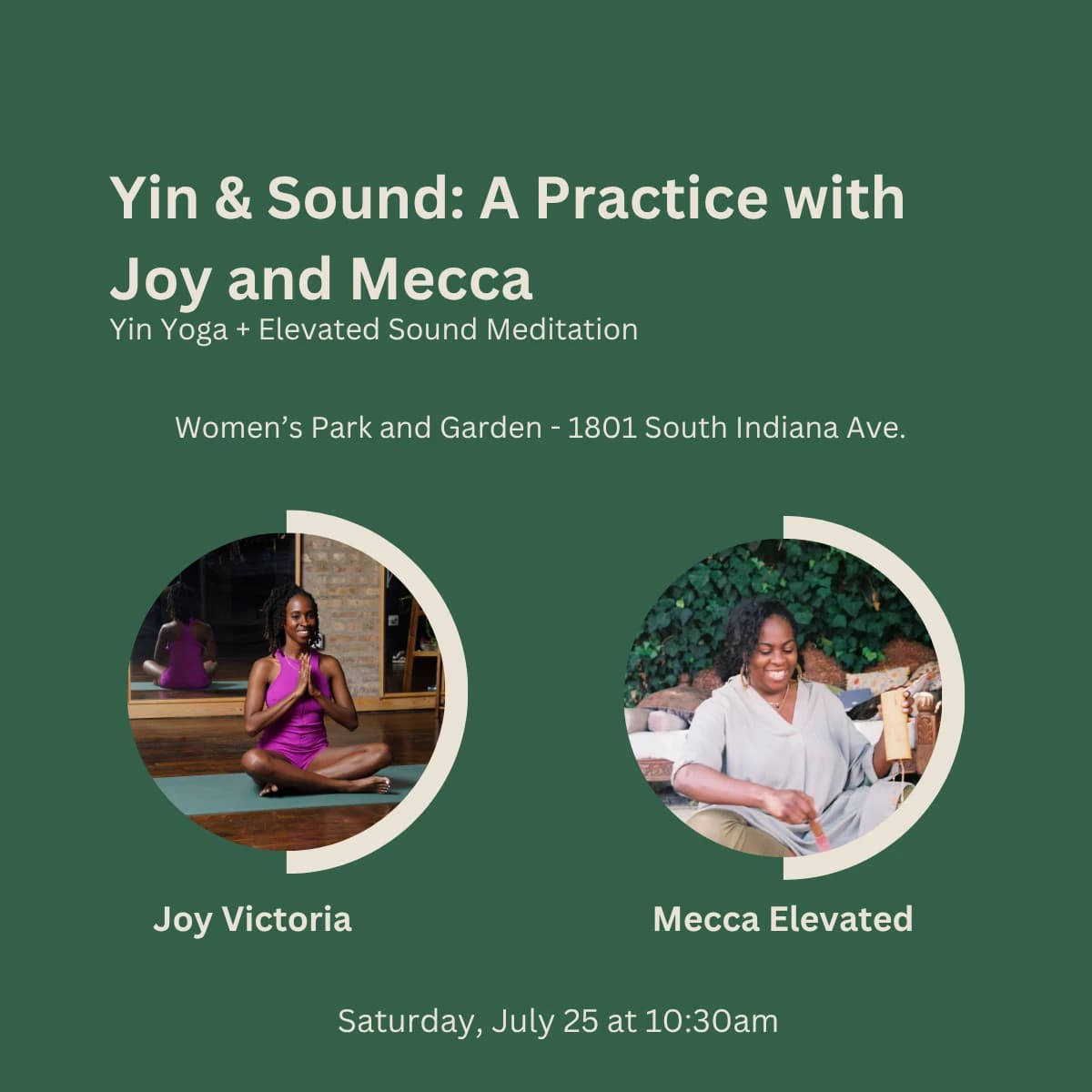 Yin & Sound: A Practice with Joy and Mecca  hosted by Mecca Elevated — yoga classes in Chicago