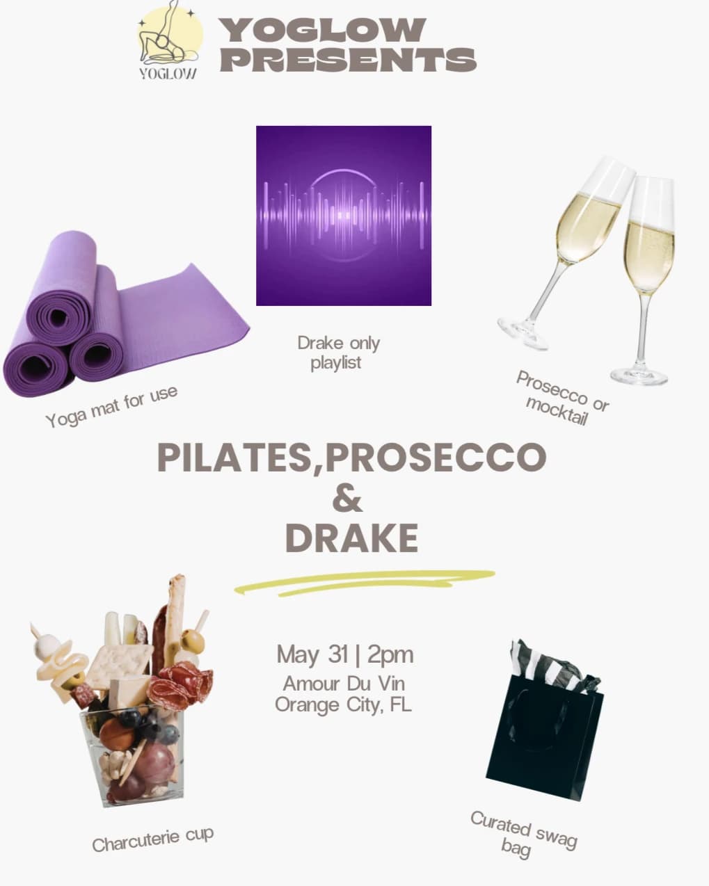 Pilates, Prosecco & Drake hosted by Sweatpals Host — pilates classes in Orange City