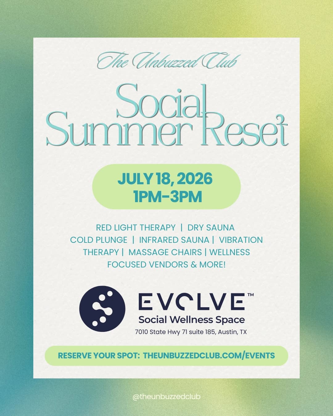 Social Summer Reset hosted by The Unbuzzed Club — wellness events in Austin