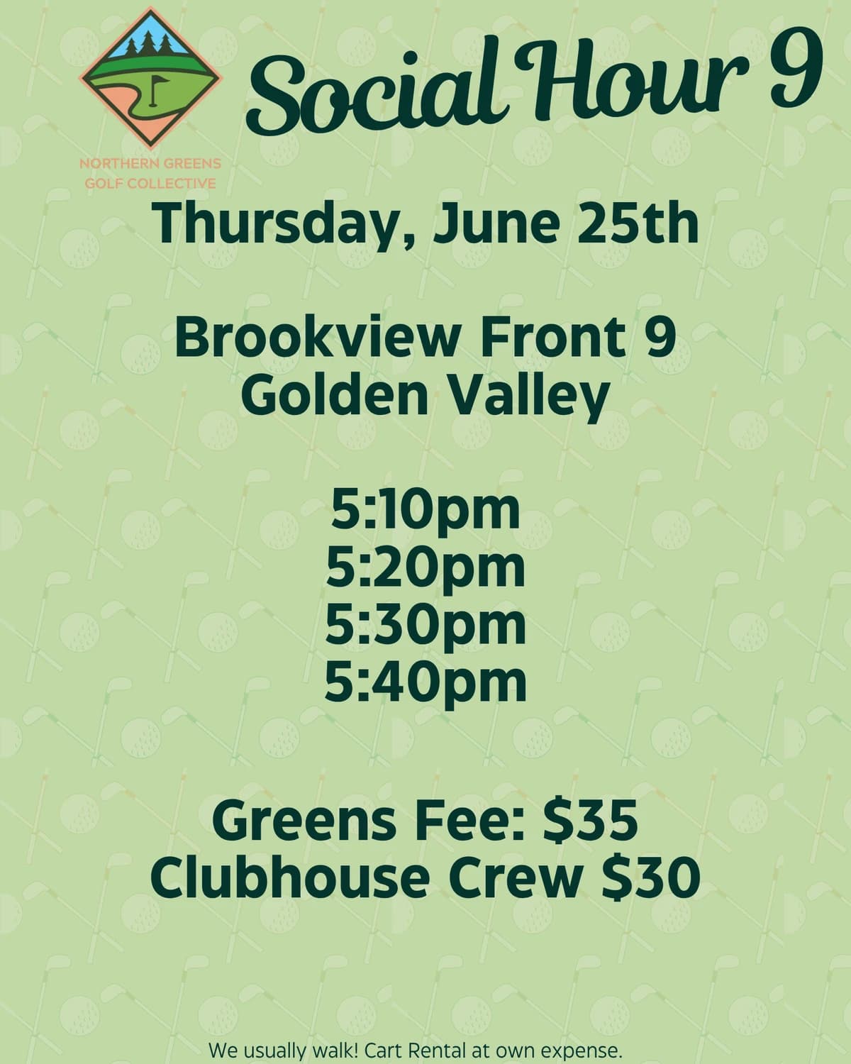 Thursday 6/25 Brookview Golden Valley hosted by Northern Greens Golf Collective — team sports in Golden Valley