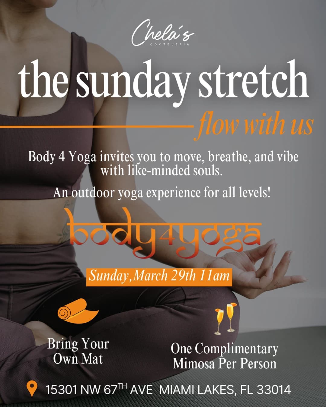 Sunday Flow: Body 4 Yoga hosted by Chela's Miami — fitness events in Miami