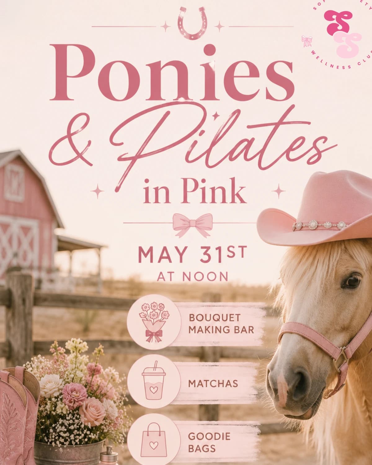 PONIES AND PILATES IN PINK 🎀🐎 hosted by Soft Society Social & Wellness Club — pilates classes in Smyrna