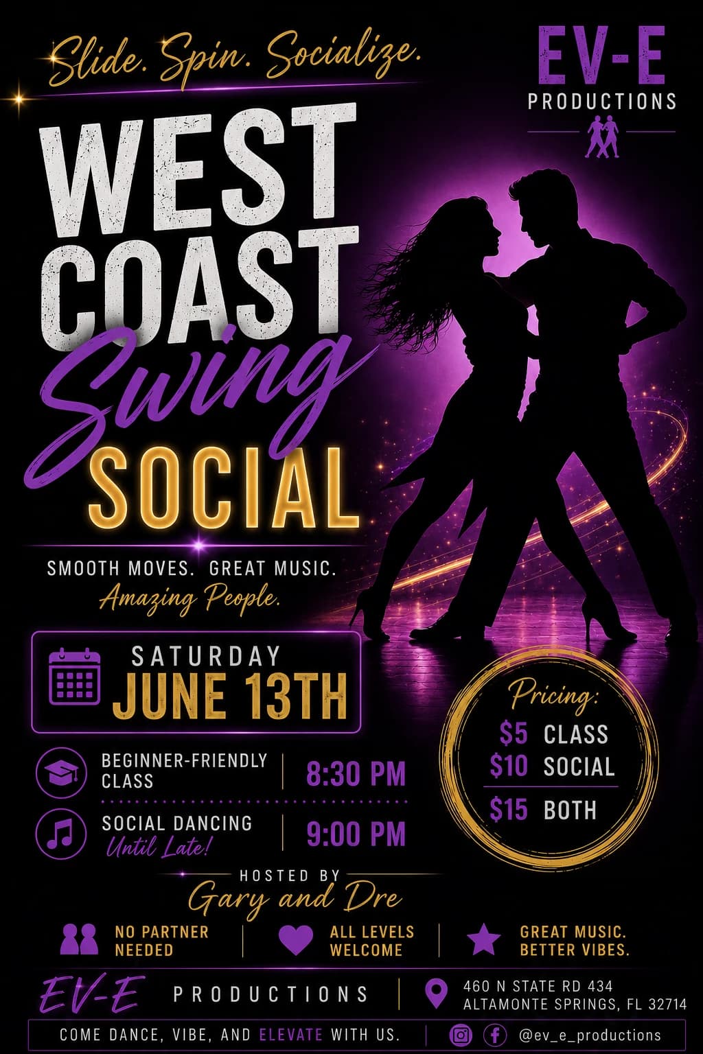 West Coast Swing Dance Social hosted by Ev-e Productions — social events in Altamonte Springs