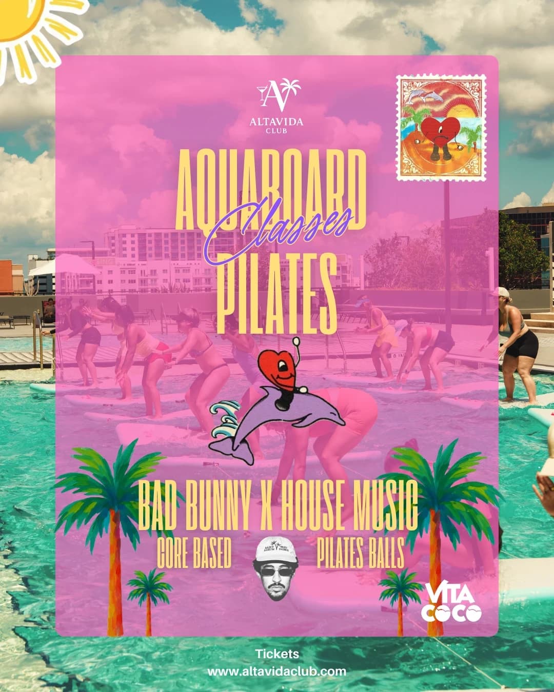 Aquaboard Pilates Class: Bad Bunny x House Music Edition hosted by AltaVida Club — pilates classes in Orlando