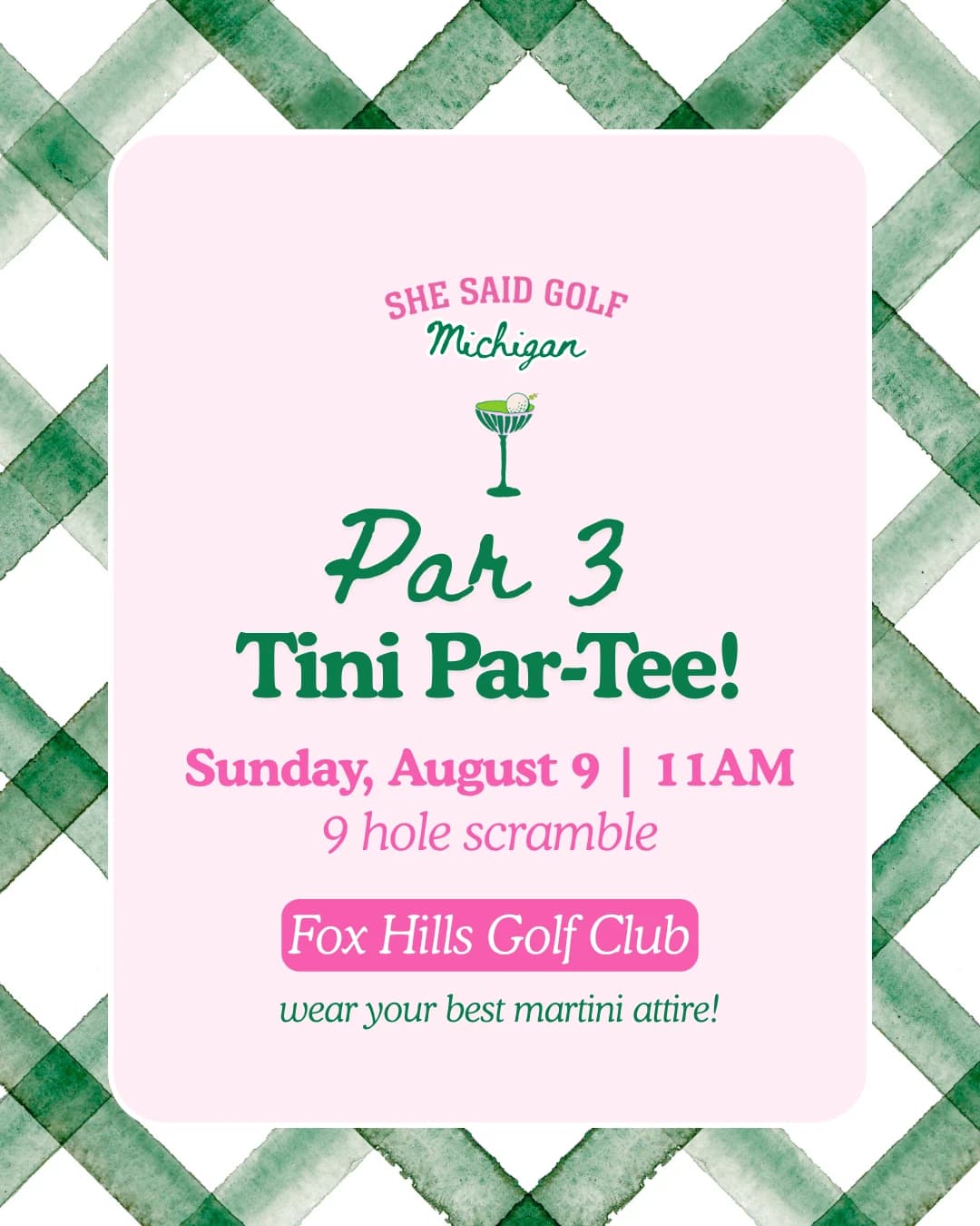 Par 3 Tini Par-Tee 9 Hole Scramble hosted by She Said Golf Michigan — golf in Plymouth