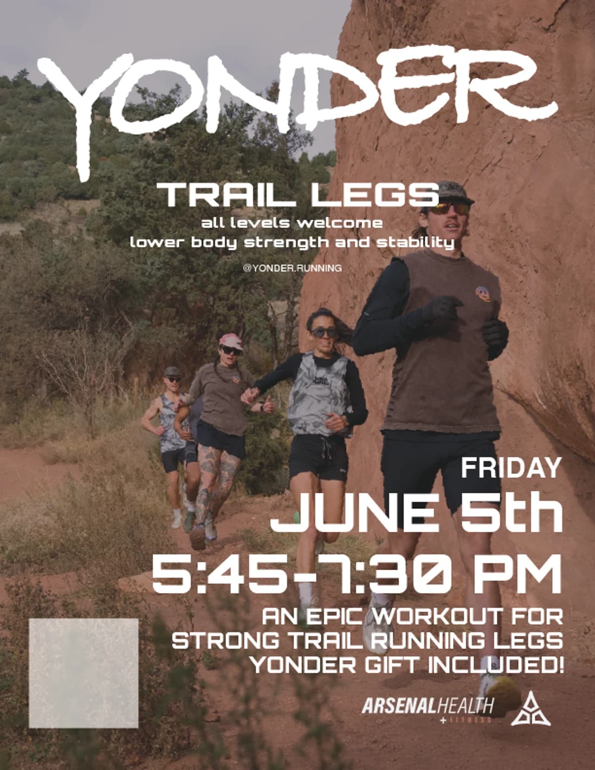Arsenal x Yonder: Trail Legs 👟 hosted by Arsenal Health - Arvada — fitness events in Arvada