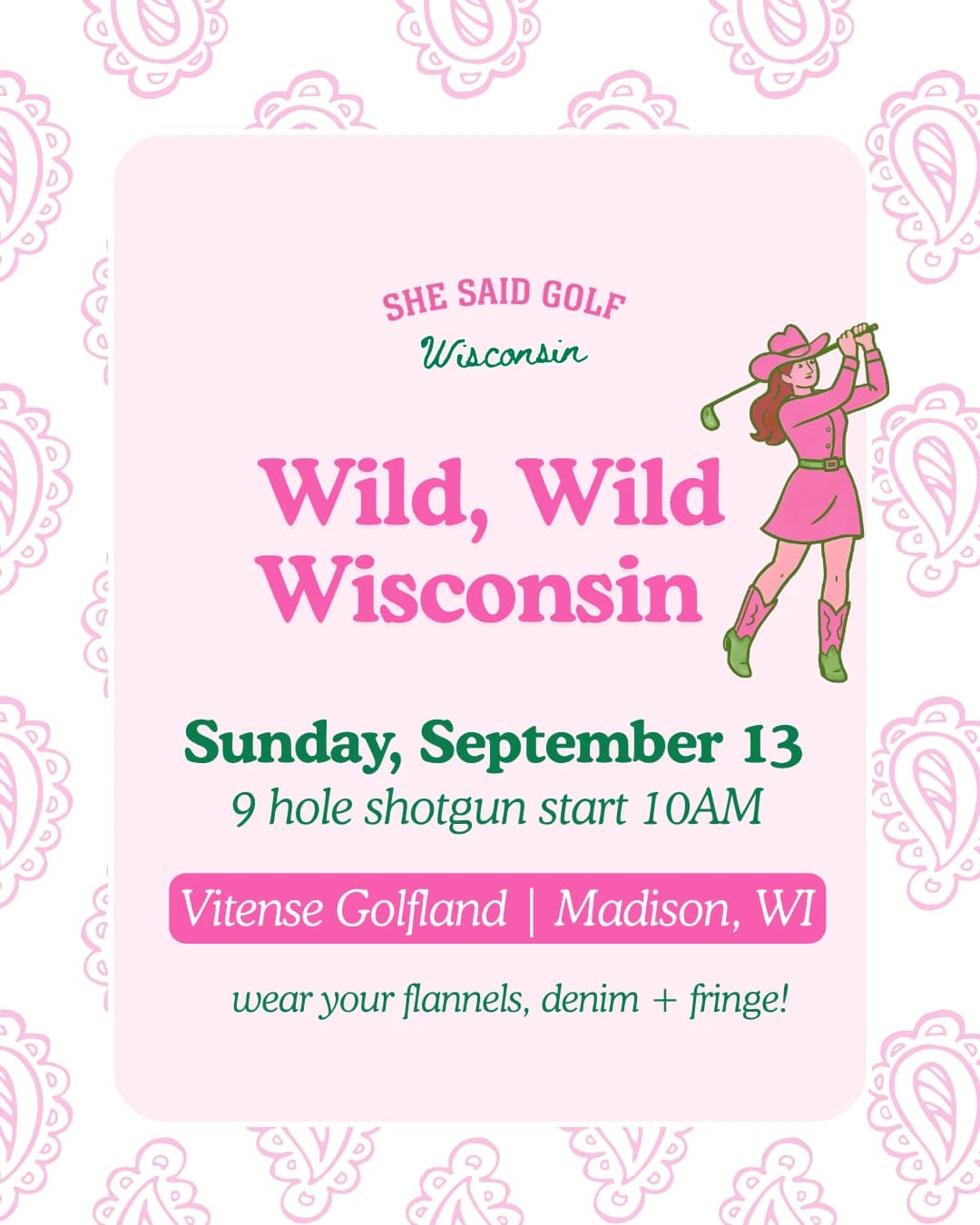 Wild, Wild Wisconsin 9 hole Social hosted by She Said Golf Wisconsin — golf in Madison